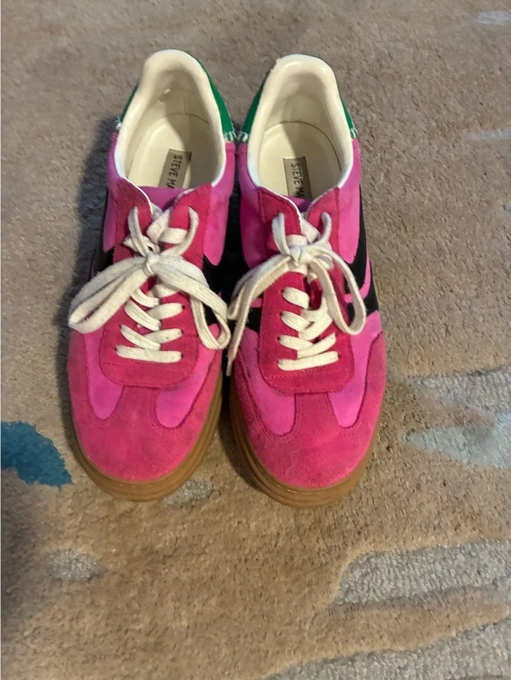Steve Madden Pink Suede Lace-Up platform Sneakers